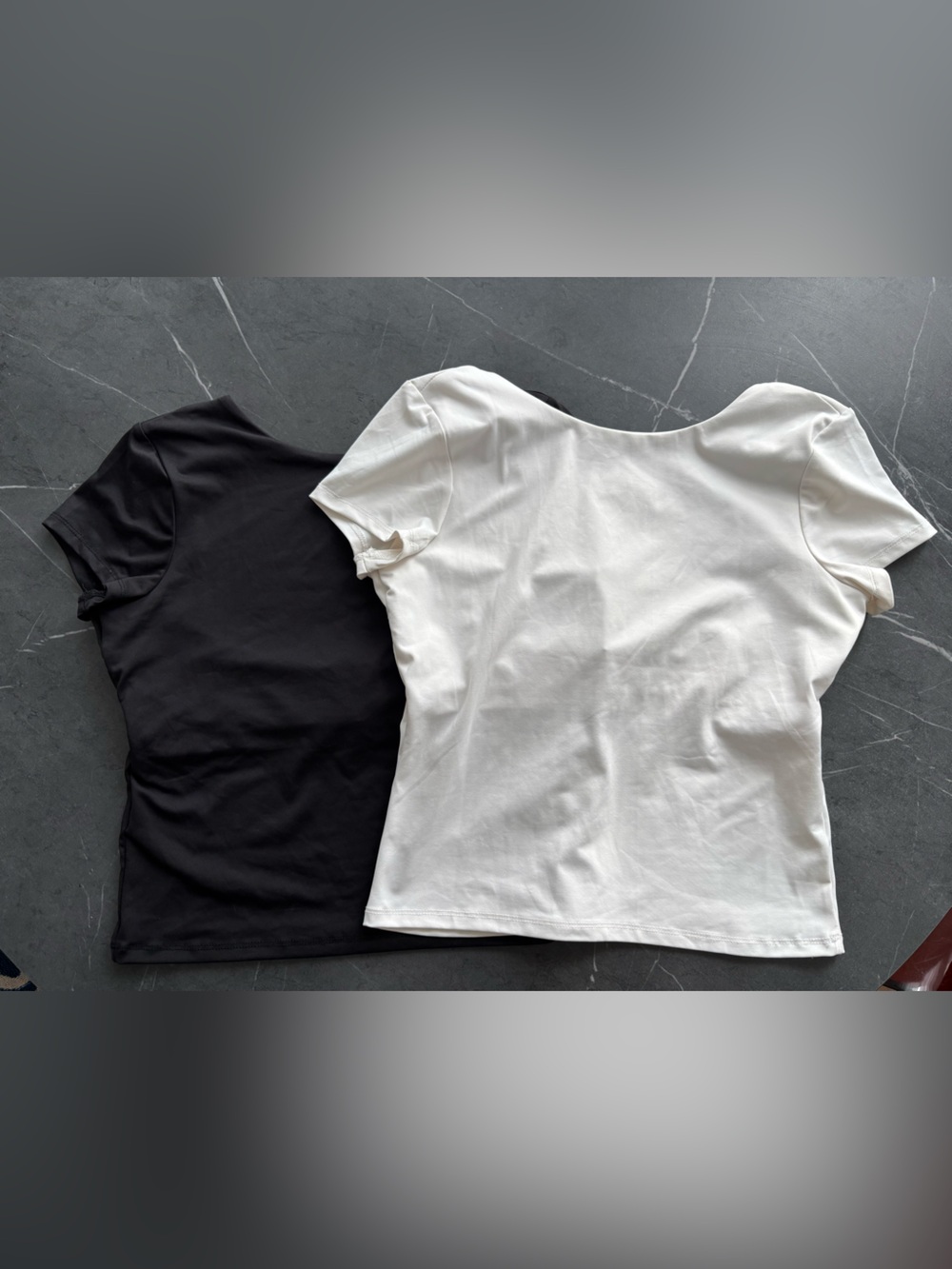 Cotton On Set Two Black White Stretch Short Sleeve T-Shirt Top Low Scoop Back M